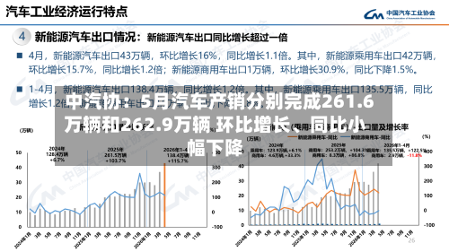 中汽协:5月汽车产销分别完成261.6万辆和262.9万辆 环比增长、同比小幅下降