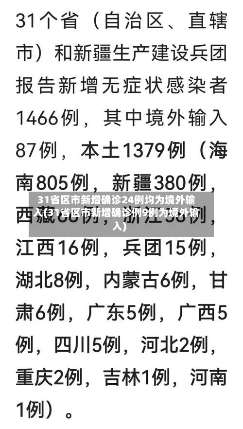 31省区市新增确诊24例均为境外输入(31省区市新增确诊例9例为境外输入)